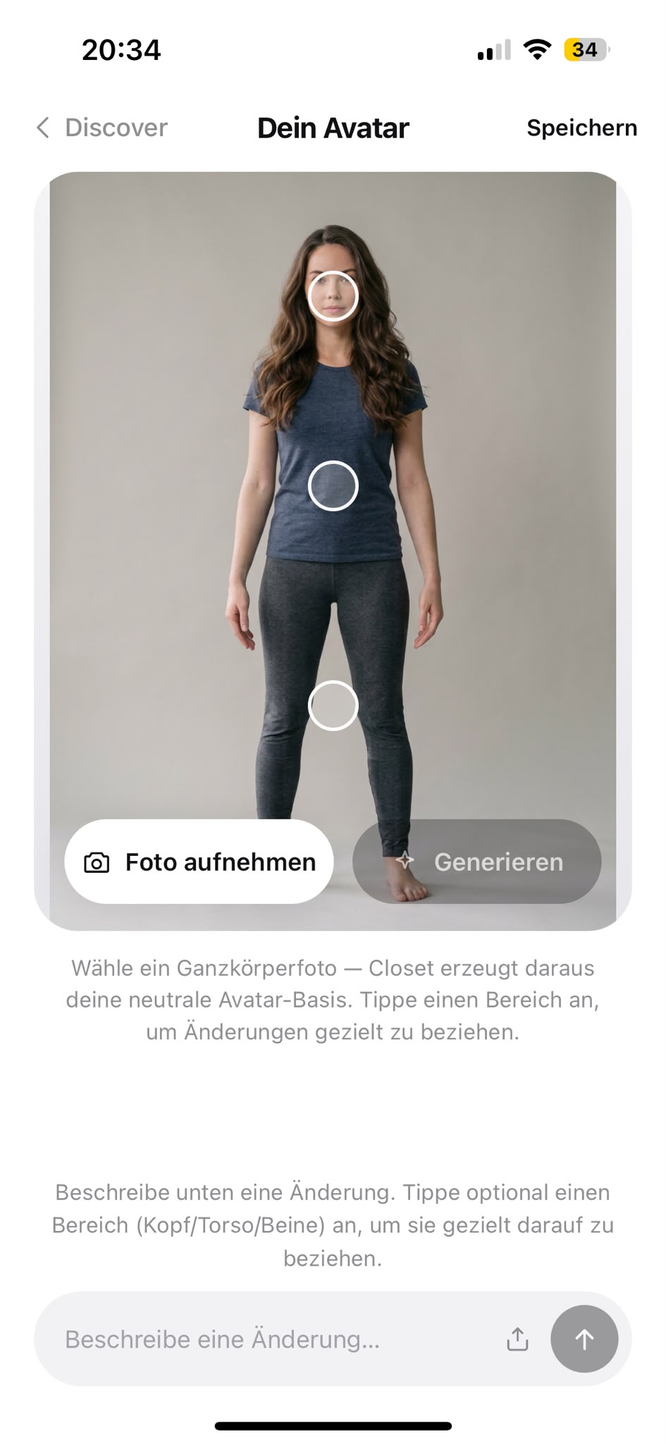 Closet App — „Dein Avatar“: aus einem Ganzkörperfoto entsteht die Avatar-Basis