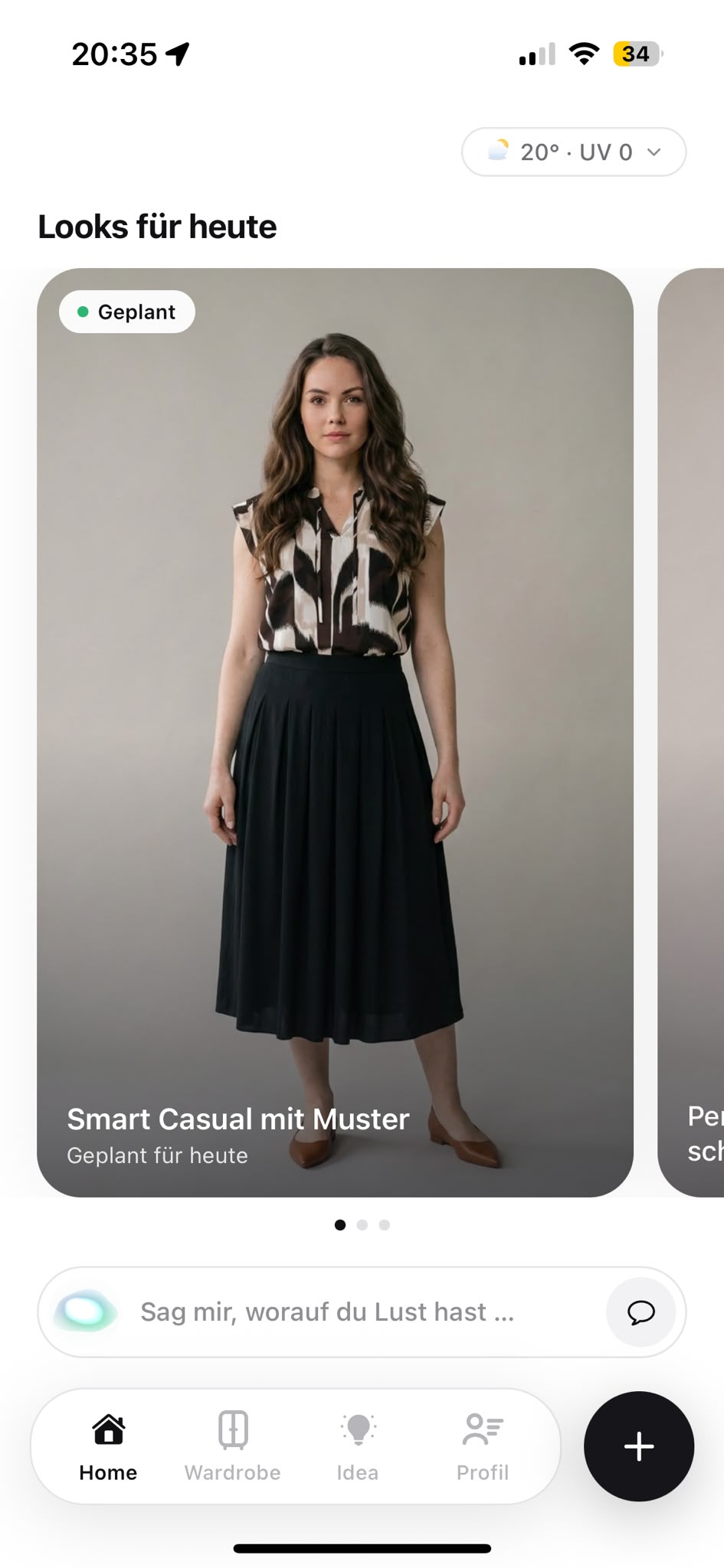 Closet App — „Looks für heute“: dein Outfit, auf deinem Avatar gerendert